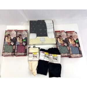 Vintage Lot of 8 Ladies Slipper Socks & Trouser Socks NWT Fleece Lined One Size